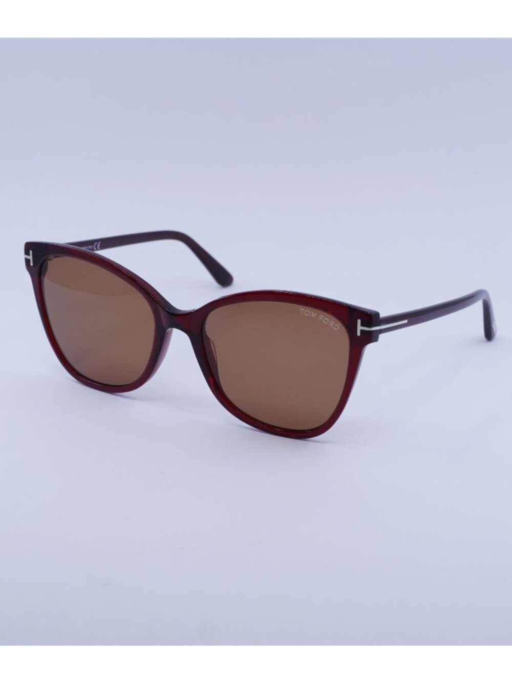 Tom Ford FT0844 ANI 68E Sunglasses Shiny Red Cat Eye Frame, Brown Lenses